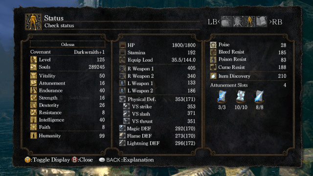Image to show the attribute system in dark souls.